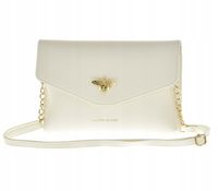 Laura Biaggi - torebka wizytowa kopertowa pszczoła biały groszek mat JS152