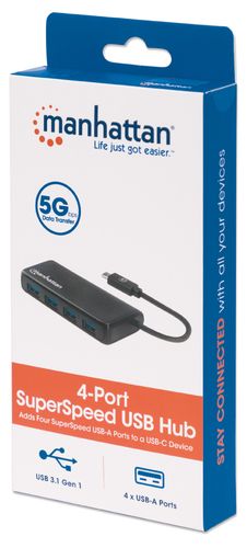4-Portowy Hub Manhattan USB 3.2 Gen1 4xUSB-A złącze USB-C 5Gbps 164924 na Arena.pl