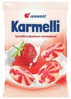 JEDNOŚĆ KARMELKI 100g TRUSKAWKOWO-ŚMIETANKOWE