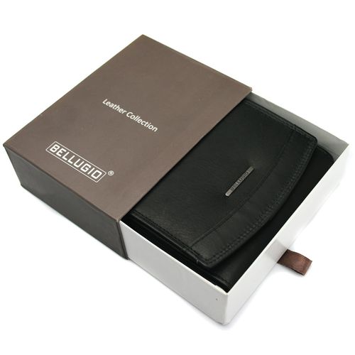 skórzany portfel damski bellugio - czarny na Arena.pl