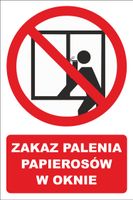 ZAKAZ PALENIA PAPIEROSÓW W OKNIE Naklejka 15x10cm