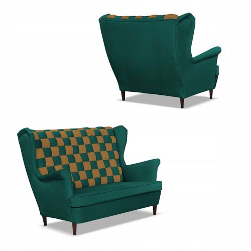 Zestaw uszak CAROL DUO sofa fotele zielono - brązowy na Arena.pl