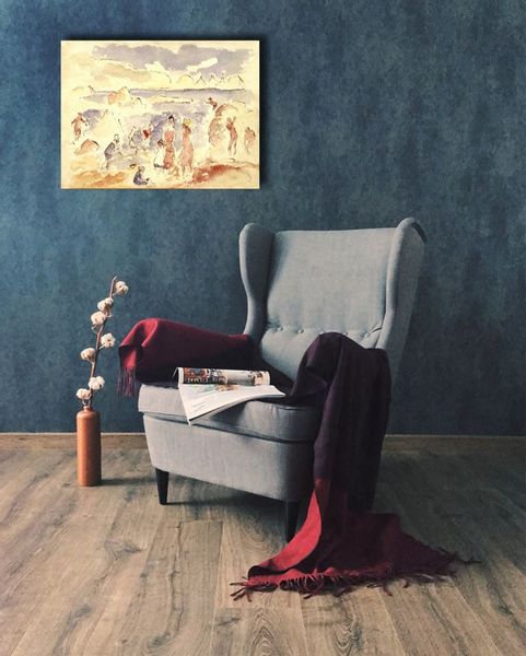 Beach Scene, Auguste Renoir - obraz na płótnie 80x60 cm zdjęcie 2