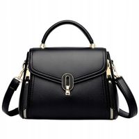 Torebka Damska na Ramię CZARNA Elegancka Pojemna Wizytowa Kuferek