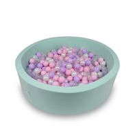 Suchy basen 110x30cm miętowy z piłeczkami 400szt (jasnoróżowe, perłowe, przezroczyste, wrzosowe)