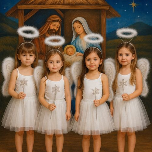 STRÓJ ANIOŁKA ANIOŁA KOSTIUM PRZEBRANIE NA JASEŁKA SKRZYDŁA AUREOLA na Arena.pl