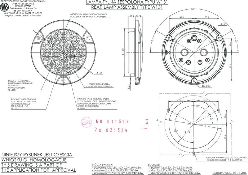 Lampa LED tylna 3 funkcje okrągła 12V-24V (980) zdjęcie 8