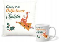 Zestaw PODUSZKA i KUBEK z nadrukiem PREZENT na święta mikołajki twój tekst