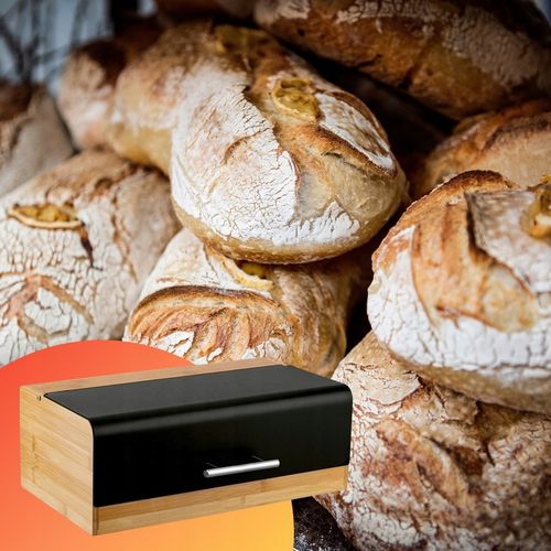 CHLEBAK NA PIECZYWO DREWNIANY POJEMNIK NA CHLEB CZARNY na Arena.pl