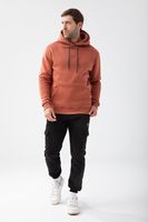 Brązowa męska bluza z kapturem BASIC HOODIE 152 T BROWN rozmiar L
