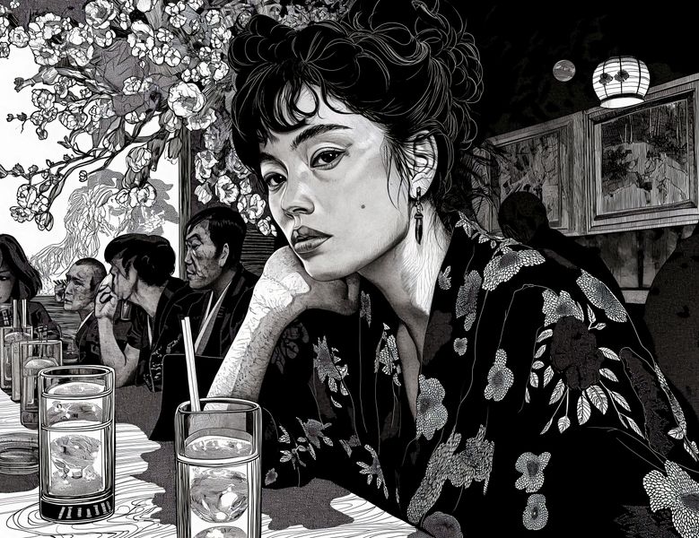 Plakat 65x50cm Czarne Kimono zdjęcie 1