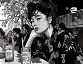 Plakat 65x50cm Czarne Kimono