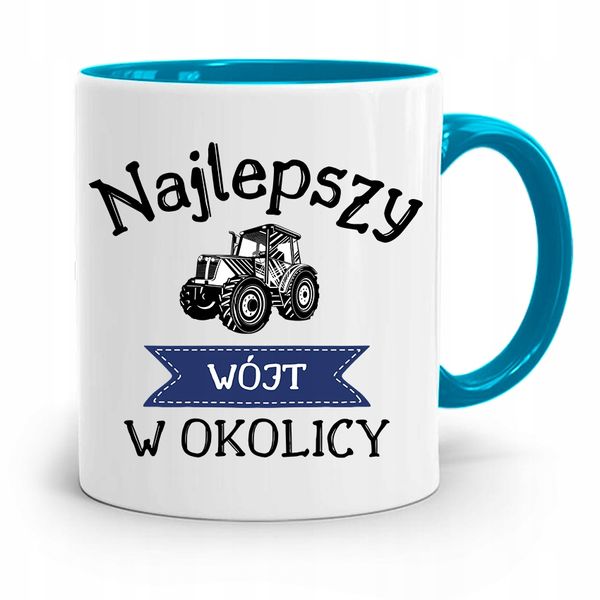 Wójta Kubek Błękitny Prezent Najlepszy W Okolicy Z Nadrukiem Ze Zdjęciem zdjęcie 1
