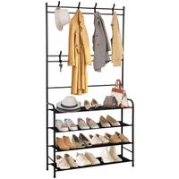 Wieszak na ubrania 150x80x25 cm metalowy stojak na buty loft czarny