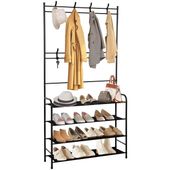 Wieszak na ubrania 150x80x25 cm metalowy stojak na buty loft czarny