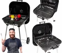 GRILL WĘGLOWY OGRODOWY POKRYWA KÓŁKA PÓŁKA BBQ Z POKRYWĄ RUSZY DUŻY SOLIDNY