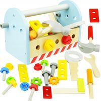 Warsztat drewniany dla majsterkowicza narzędzia skrzynka 21 el.