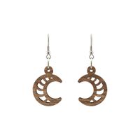 Kolczyki drewniane, orzech włoski, bigle ze stali chirurgicznej