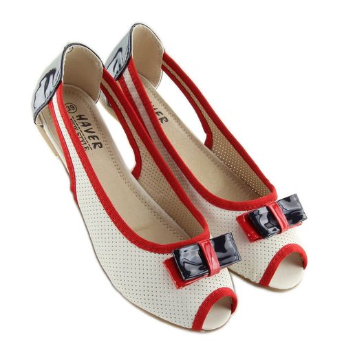 Balerinki open toe białe D314 WHITE/NAVY r.40 na Arena.pl