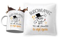 Dla Budowlańca Zestaw Poduszka + Kubek Na Prezent Z Nadrukiem Ze Zdjęciem