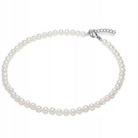 Srebrny naszyjnik z białych pereł białe srebrzone eleganckie perełki 8mm