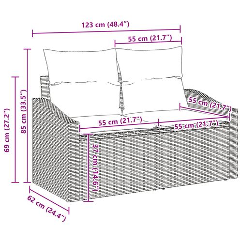 Zestaw sof ogrodowych w 7 częściach z poduszkami beżowy poli rattan akacja na Arena.pl