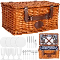 KOSZ PIKNIKOWY TERMICZNY WIKLINOWY+WYPOSAŻENIE SZTUĆCE TALERZE KOSZYK