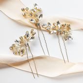 KOMPLET wsuwek spinek szpilek do fryzury na ślub BŁYSZCZĄCE złote