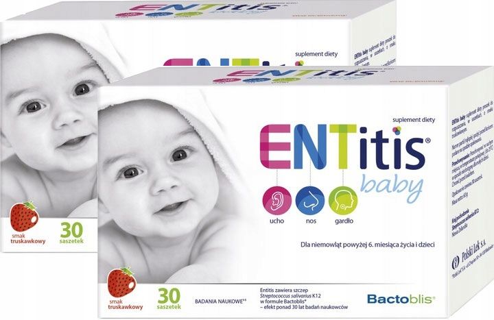 2xENTitis Baby Ucho Nos Gardło Truskawka 30 sasz. zdjęcie 1