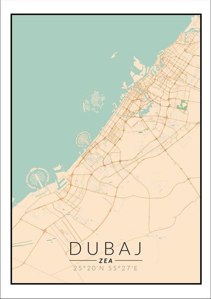 Dubaj mapa kolorowa - plakat 40x50 cm zdjęcie 1