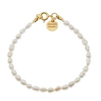 Bransoletka - Perły białe i srebro złocone 19 cm