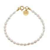 Bransoletka - Perły białe i srebro złocone 19 cm