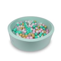 Suchy basen 110x30cm miętowy z piłeczkami 400szt (białe, jasnoróżowe, przezroczyste, beżowe, miętowe)