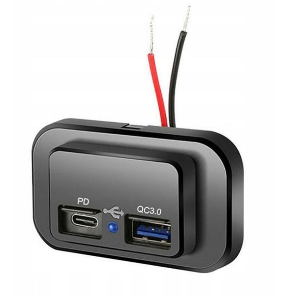 Ładowarka samochodowa do zabudowy 12V USB QC3.0; USB-C PD 3.0 zdjęcie 2