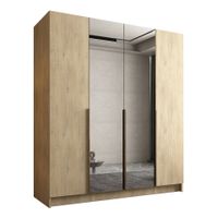 Szafa SANTI II 200 cm z lustrem-pojemna garderoba-CREMONA+ZŁOTY