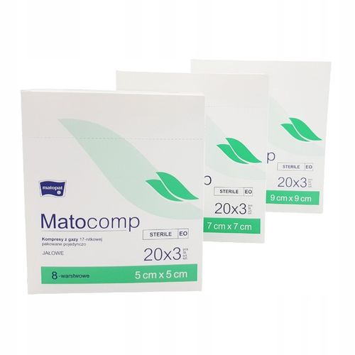 KOMPRESY GAZOWE 9x9cm STERYLNE PAKOWANE POJEDYNCZO JAŁOWE Matocomp 60 szt. na Arena.pl
