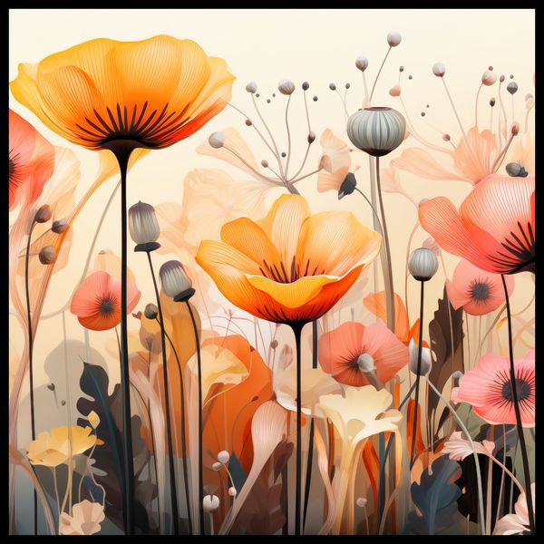 Plakat 90x90cm Taneczne Maki zdjęcie 2