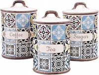 Zestaw 3 pojemników ceramicznych kawa herbata cukier do kuchni Maestro