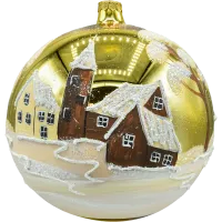 Bombka okrągła duża: Zimowe miasteczko z bałwanem