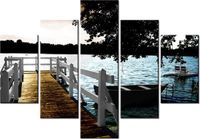 70 100CM OBRAZ 5 ELEM POMOST JEZIOREM DRUK PŁÓTNO