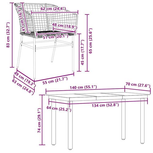 5-częściowy zestaw obiadowy do ogrodu, brązowy polirattan szkło na Arena.pl