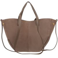 VERA PELLE torebka damska zamszowa shopper mała rozpinana V686 taupe