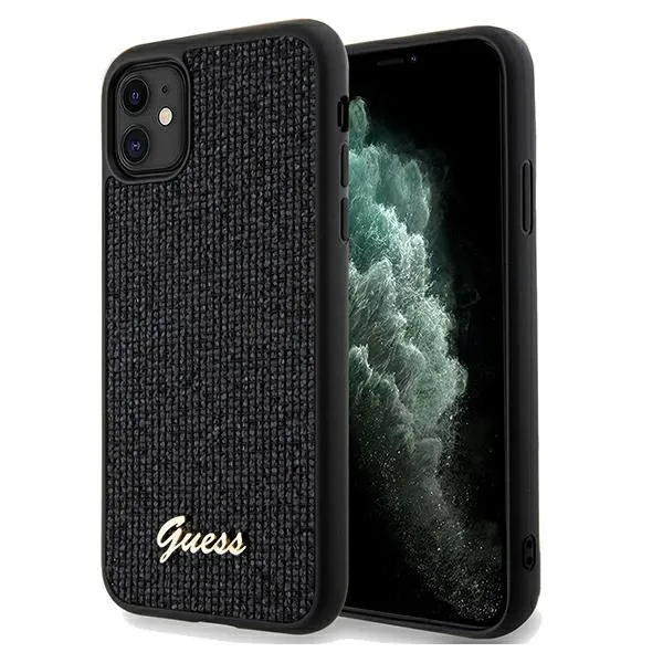 Etui Guess Disco Metal Script na iPhone 11 / Xr - czarne zdjęcie 1