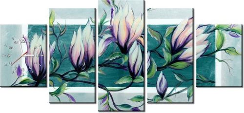 70CM 150CM ZEGAR 5 ELEM SŁODYCZ MAGNOLII JASNEJ ZIELENI DRUK OBRAZ na Arena.pl