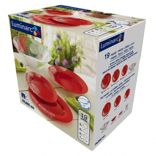 Serwis obiadowy 19-el. PIUME RED LUMINARC na Arena.pl