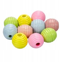Drewniane koraliki KULA 13mm pożebrowane 20szt mix