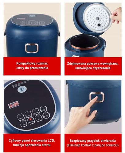 Ryżowar samochodowy 2l Multicooker 12V 24V TIR BUS LCD timer na Arena.pl
