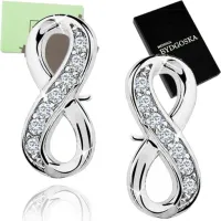 KOLCZYKI SREBRNE 925 RODOWANE NIESKOŃCZONOŚĆ, KOLCZYKI WYRKĘTKI SZTYFTY