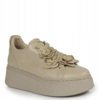 Beżowe półbuty sneakersy Carinii B10025-T43 skóra platforma modne r.37