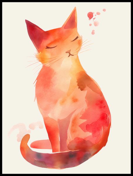 Plakat 60x80cm Akwarelowy Kot zdjęcie 2